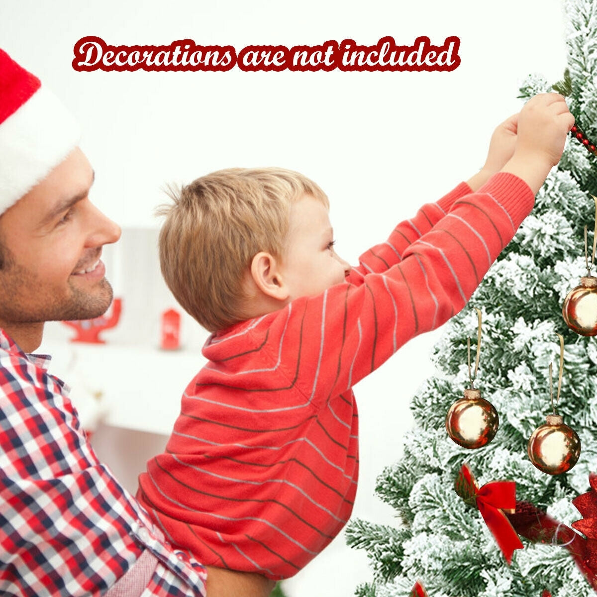 7.5 Feet Snow Flocked Artificial Christmas Tree Hinged with 1346 Tip and Foldable Base-Christmas Trees-DECOROLALA