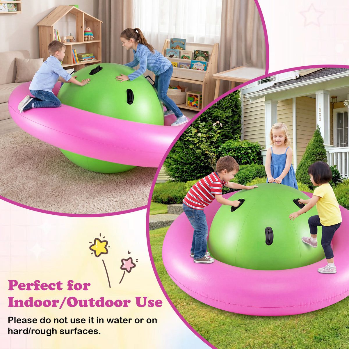 7.5 Foot Giant Inflatable Dome Rocker Bouncer with 6 Built-in Handles for Kids