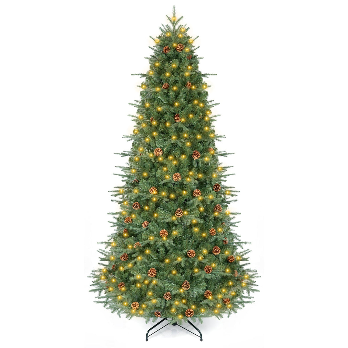 7.5 ft Artificial Christmas Tree with LED Lights and Pine Cones-Christmas Trees-DECOROLALA