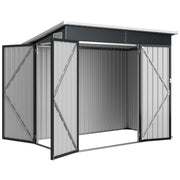 7.5' x 4.3' Metal Outdoor Storage Shed - Dark Grey-Storage Sheds-DECOROLALA