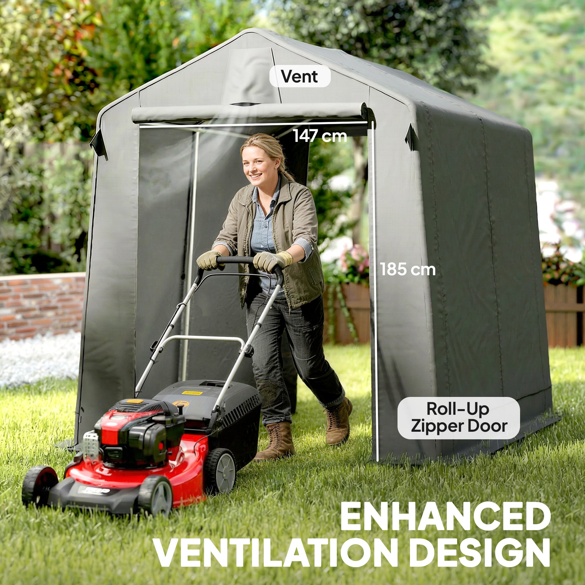 7.5' x 6.2' Portable Shed - Waterproof Bike Tent Dark Grey-Patio & Garden > Lawn & Garden > Sheds > Portable Shed-DECOROLALA