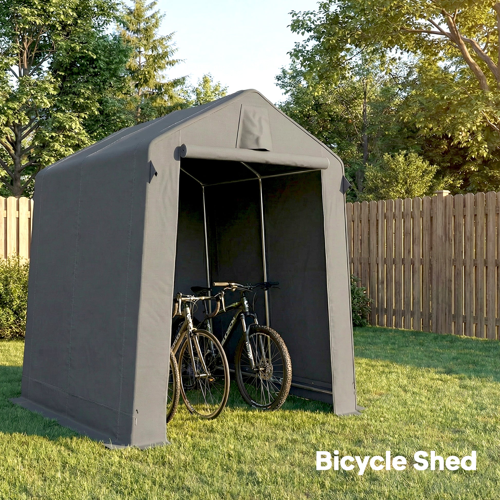 7.5' x 6.2' Portable Shed - Waterproof Bike Tent Dark Grey-Patio & Garden > Lawn & Garden > Sheds > Portable Shed-DECOROLALA