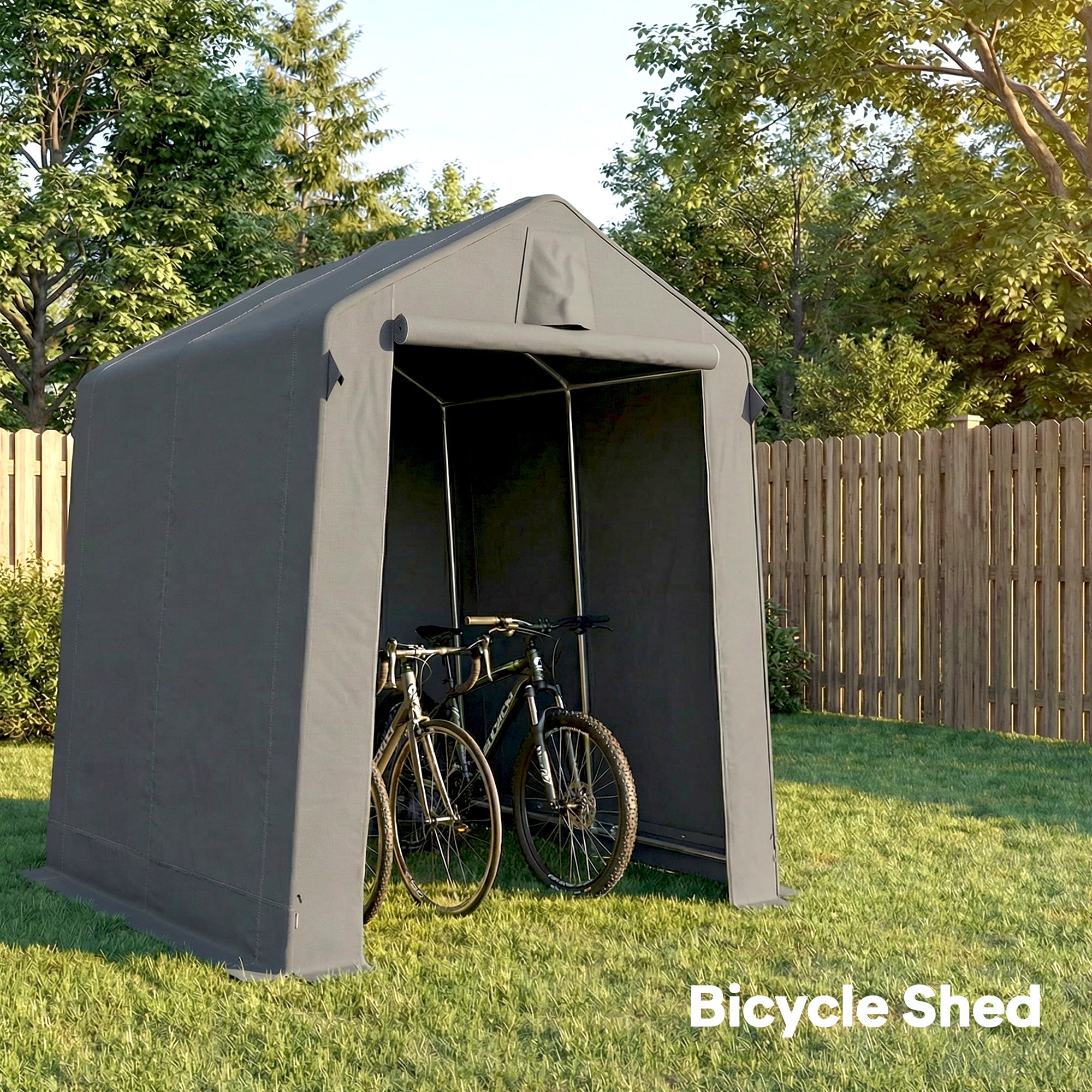 7.5' x 6.2' Portable Shed - Waterproof Bike Tent Dark Grey-Patio & Garden > Lawn & Garden > Sheds > Portable Shed-DECOROLALA
