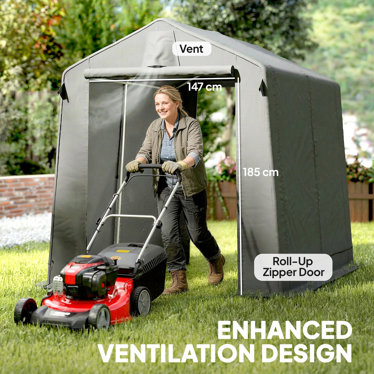 7.5' x 6.2' Portable Shed - Waterproof Bike Tent Dark Grey-Patio & Garden > Lawn & Garden > Sheds > Portable Shed-DECOROLALA