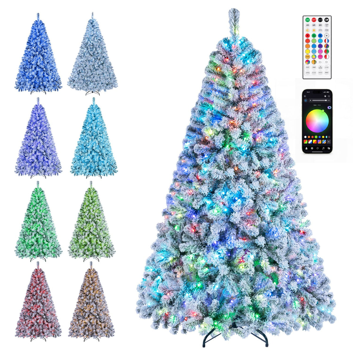 7.5/6 FT Smart Pencil Christmas Tree with APP Remote & RGB Lights and Music Sync-6FT-Christmas Trees-DECOROLALA