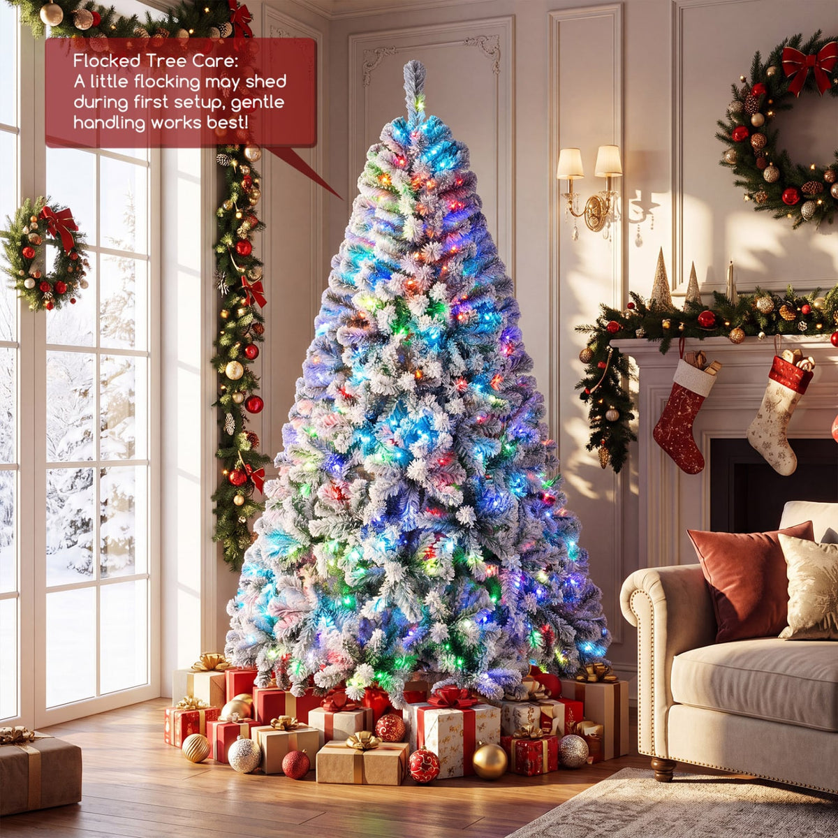 7.5/6 FT Smart Pencil Christmas Tree with APP Remote & RGB Lights and Music Sync-6FT-Christmas Trees-DECOROLALA