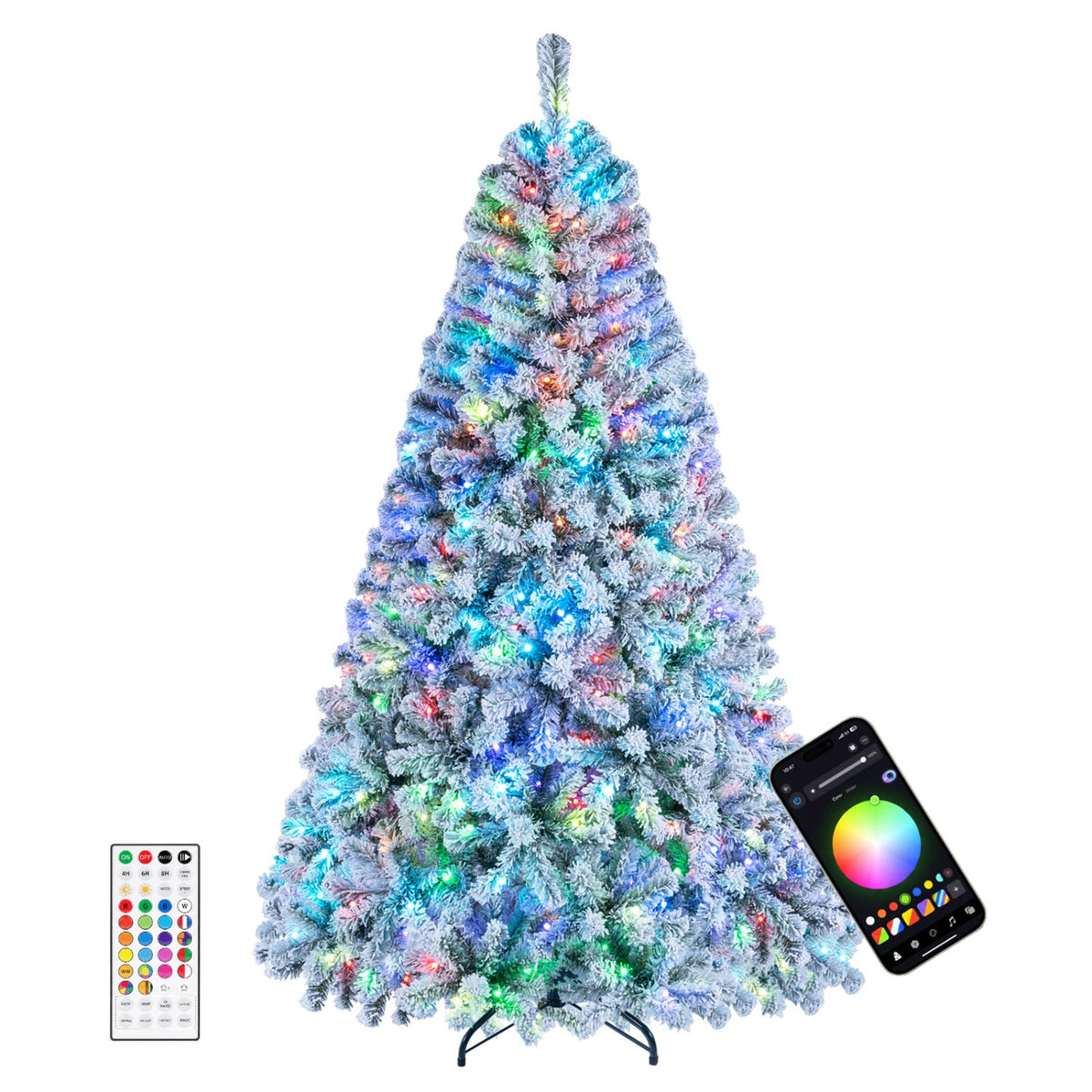 7.5/6 FT Smart Pencil Christmas Tree with APP Remote & RGB Lights and Music Sync-6FT-Christmas Trees-DECOROLALA