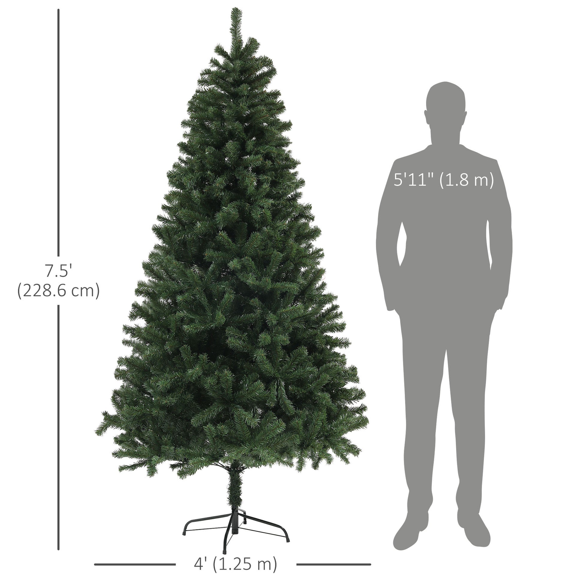 7.5ft Artificial Christmas Tree - Green Hinged 1346 Tips-Home Furnishings > Holiday & Seasonal > Christmas Trees > Artificial Christmas Trees-DECOROLALA