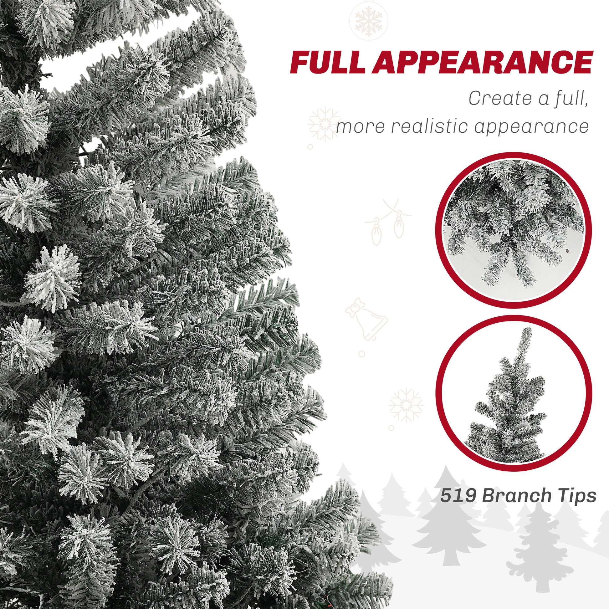 7.5ft Flocked Pencil Artificial Christmas Tree with Remote-Home Furnishings > Holiday & Seasonal > Christmas Trees > Pre Lit Christmas Trees-DECOROLALA