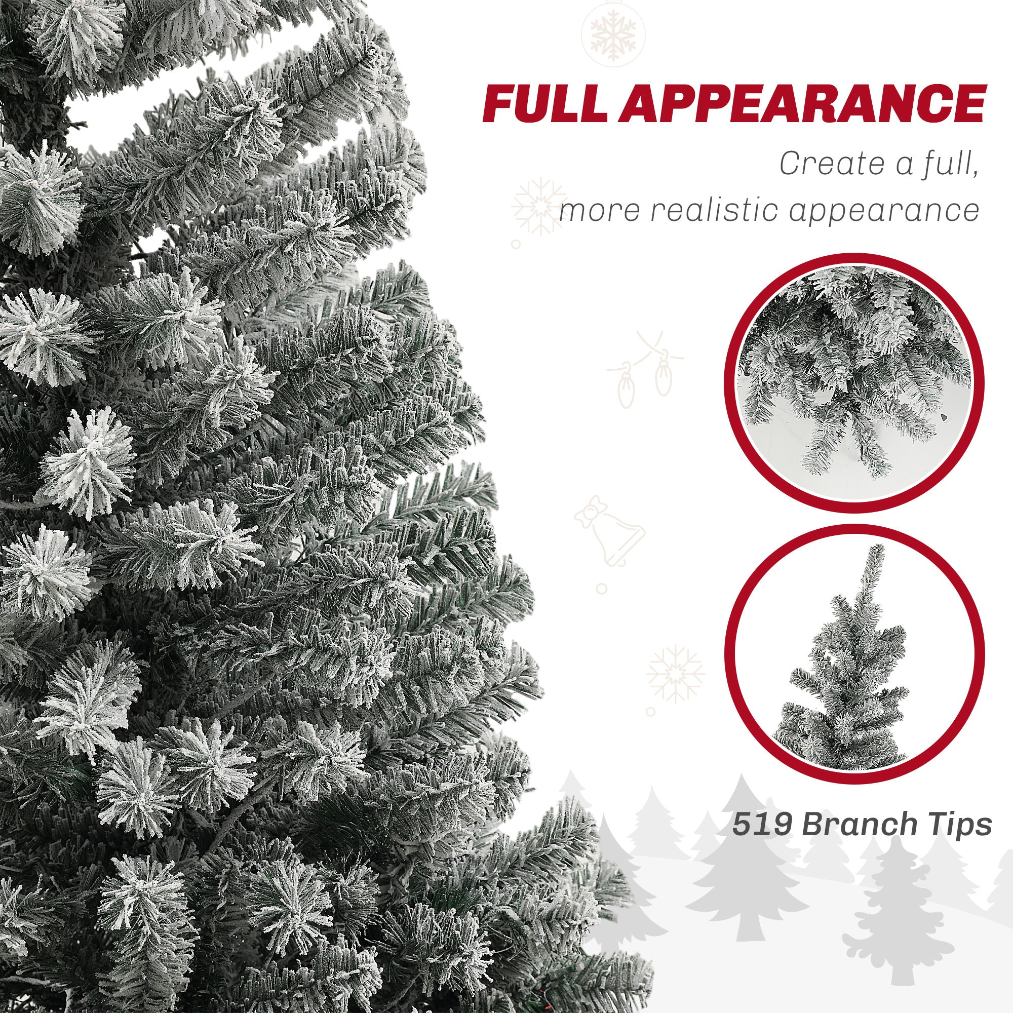 7.5ft Flocked Pencil Artificial Christmas Tree with Remote-Home Furnishings > Holiday & Seasonal > Christmas Trees > Pre Lit Christmas Trees-DECOROLALA