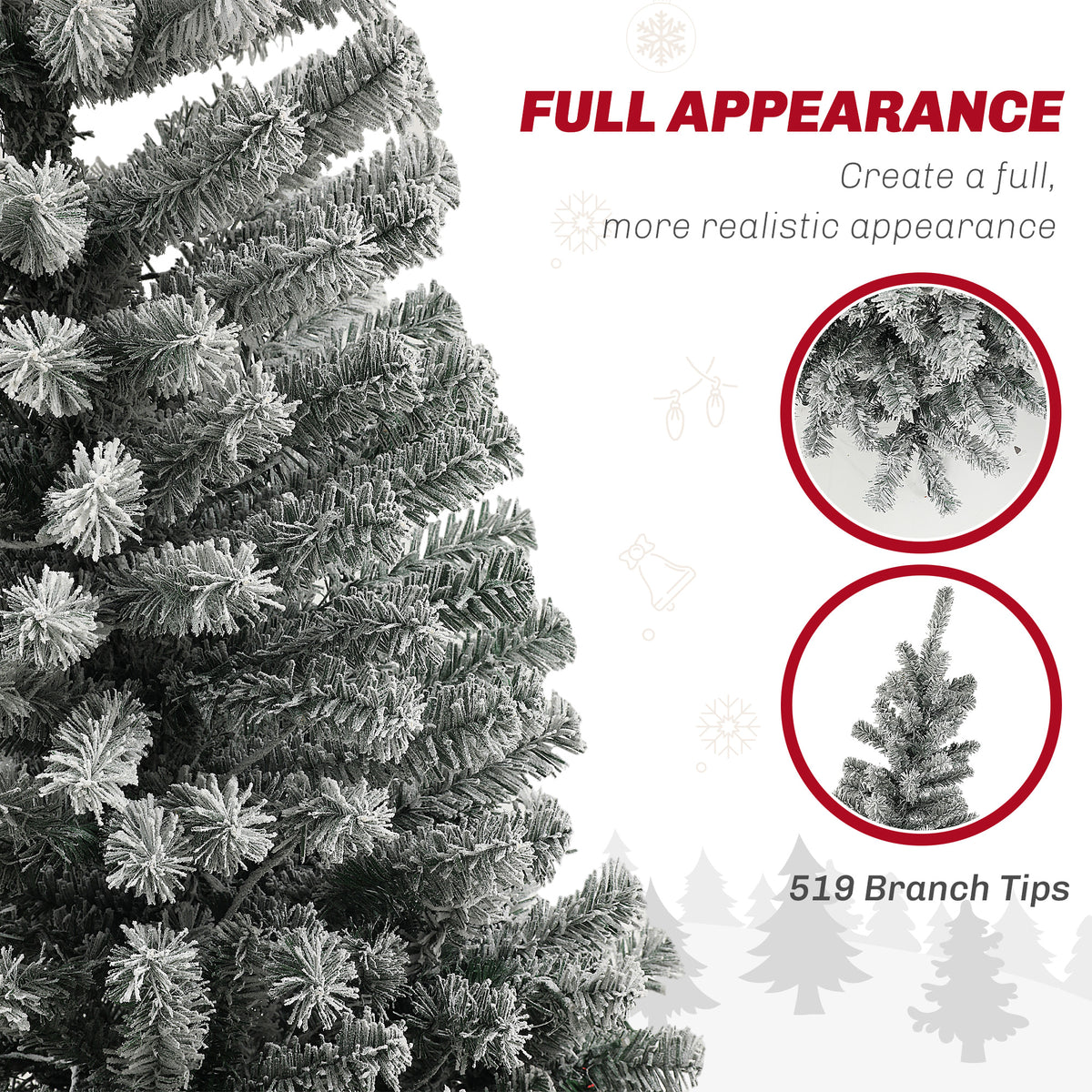 7.5ft Flocked Pencil Artificial Christmas Tree with Remote-Home Furnishings > Holiday & Seasonal > Christmas Trees > Pre Lit Christmas Trees-DECOROLALA