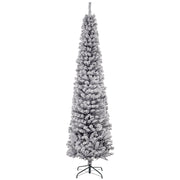 7.5ft Flocked Pencil Christmas Tree - Black 738 Tips-Home Furnishings > Holiday & Seasonal > Christmas Trees > Flocked Christmas Trees-DECOROLALA