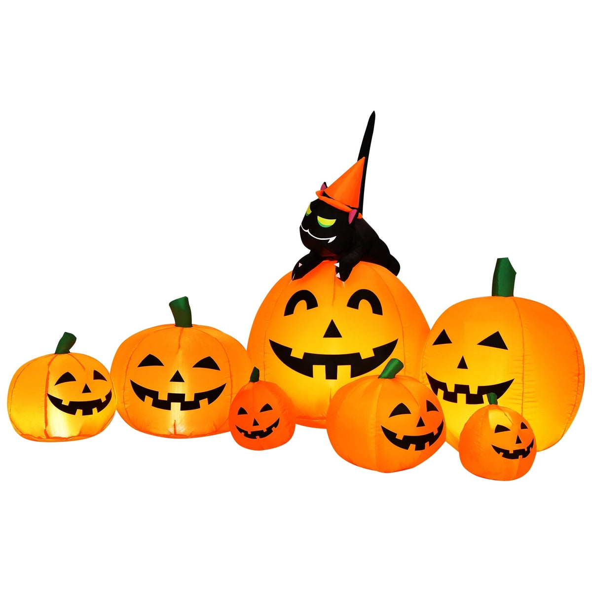 7.5ft Halloween Inflatable Pumpkin with Witch Cat and LED Lights-Halloween-DECOROLALA