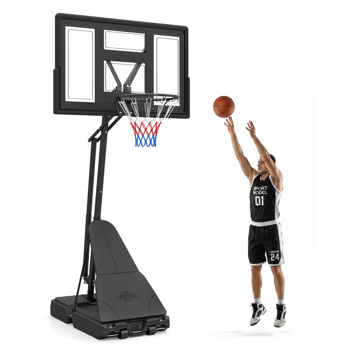 7.7-10 FT Tool-Free Height Adjustable Basketball Goal System-Sporting Goods-DECOROLALA