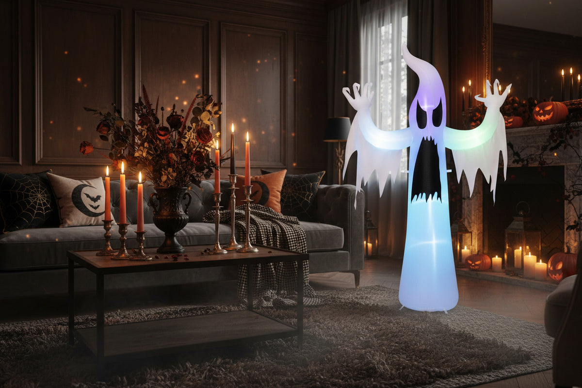 7.7 FT Halloween Inflatable Ghost with RGB LED Lights-Halloween-DECOROLALA