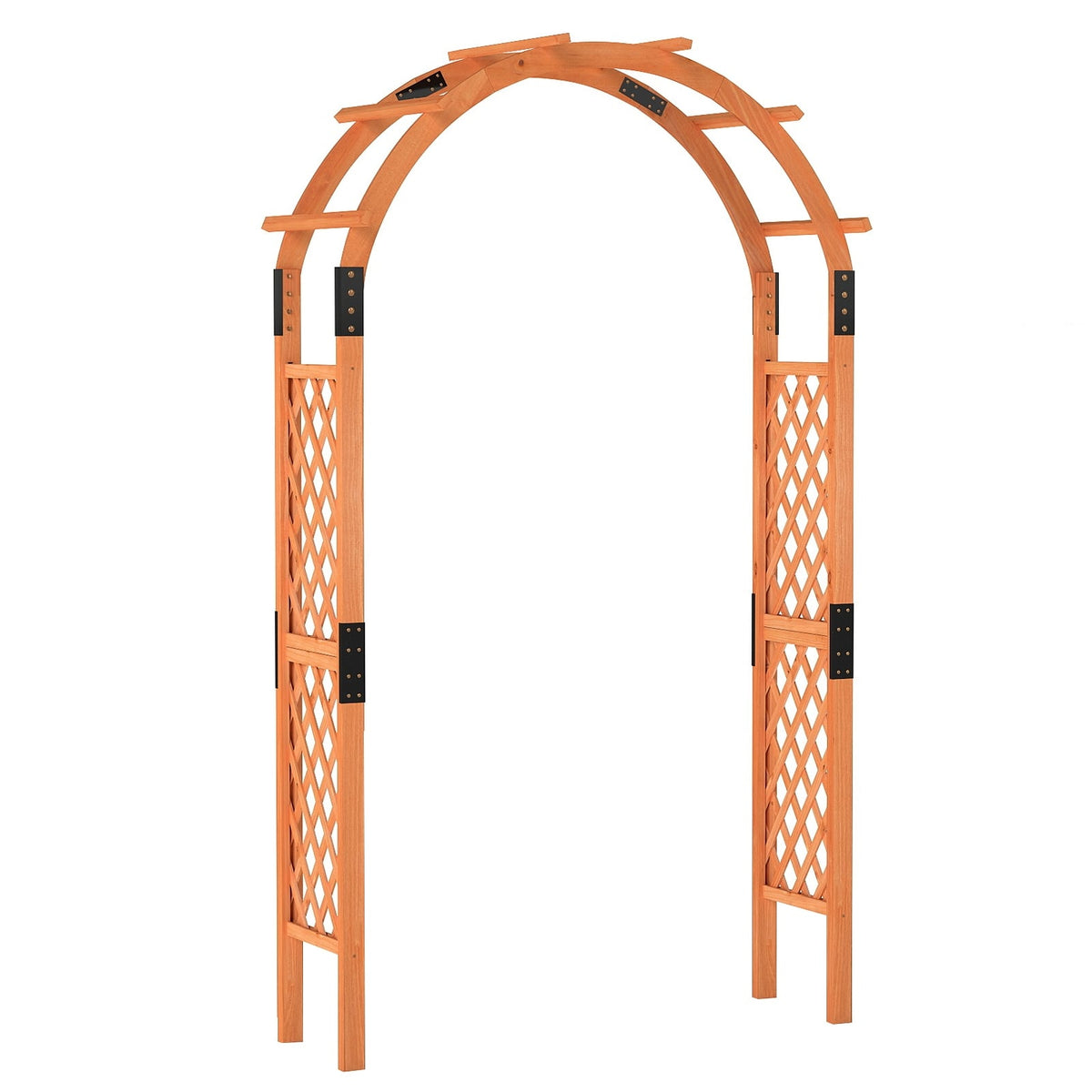 7.7 Feet Garden Arch Wooden Arbor for Climbing Plants-Garden Arbors-DECOROLALA