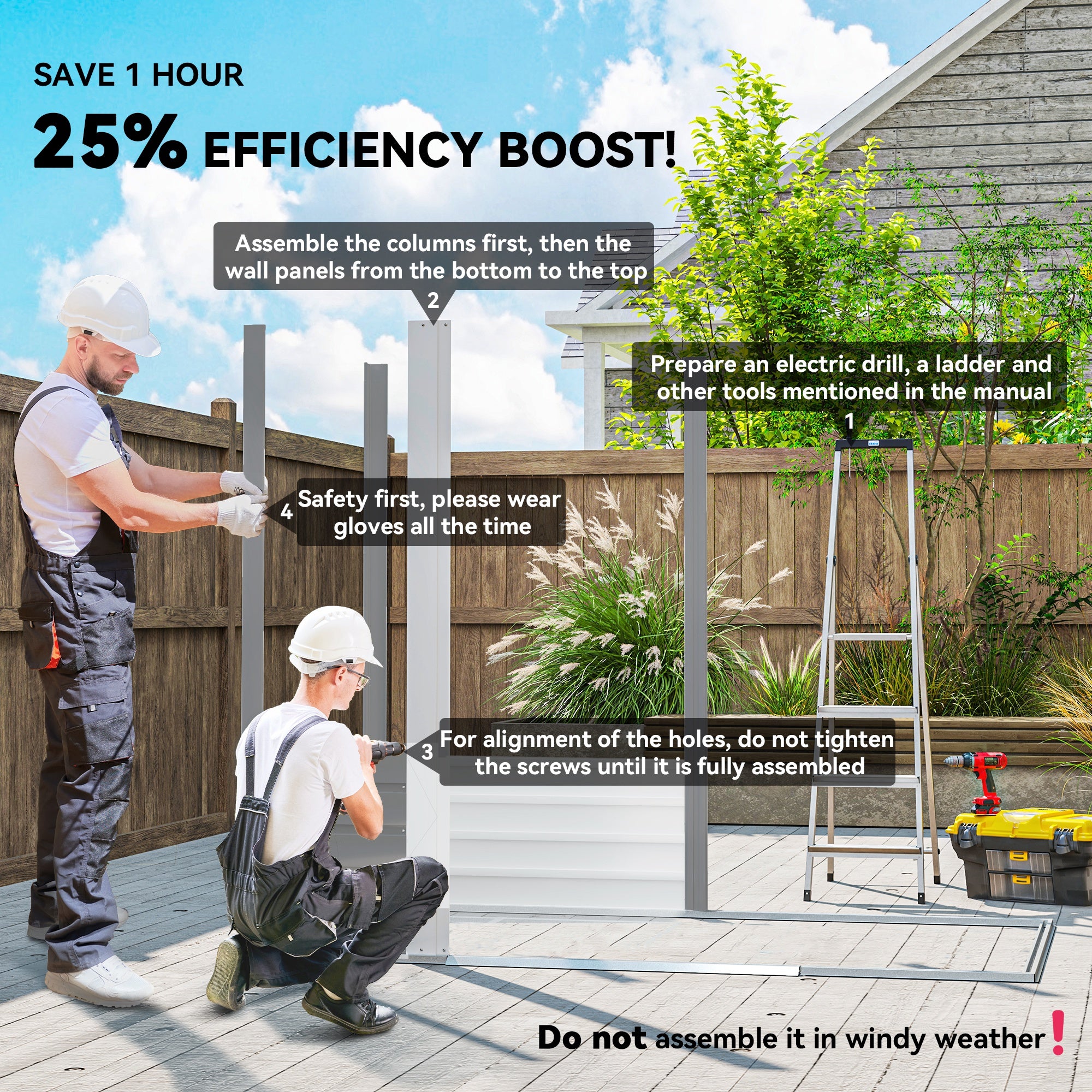 7.7' x 6.5' Metal Garden Shed - Light Grey Galvanized Steel-Patio & Garden > Lawn & Garden > Sheds-DECOROLALA