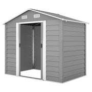 7.7' x 6.5' Metal Garden Shed - Light Grey Galvanized Steel-Patio & Garden > Lawn & Garden > Sheds-DECOROLALA