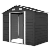 7.7' x 6.5' Outdoor Metal Garden Shed - Dark Grey-Patio & Garden > Lawn & Garden > Sheds-DECOROLALA