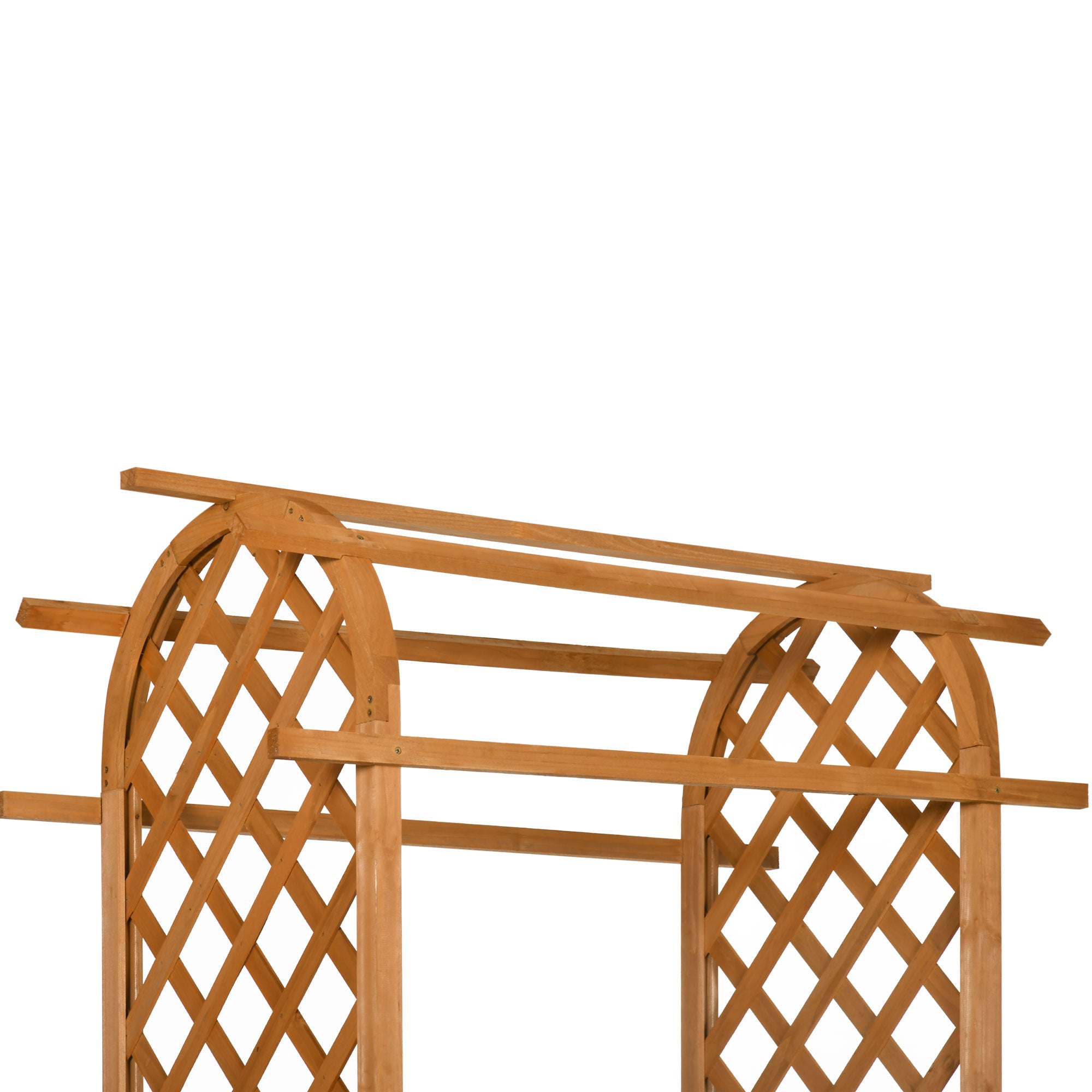 7.7FT Wooden Garden Arch with Foldable Planter Boxes - Brown-DECOROLALA