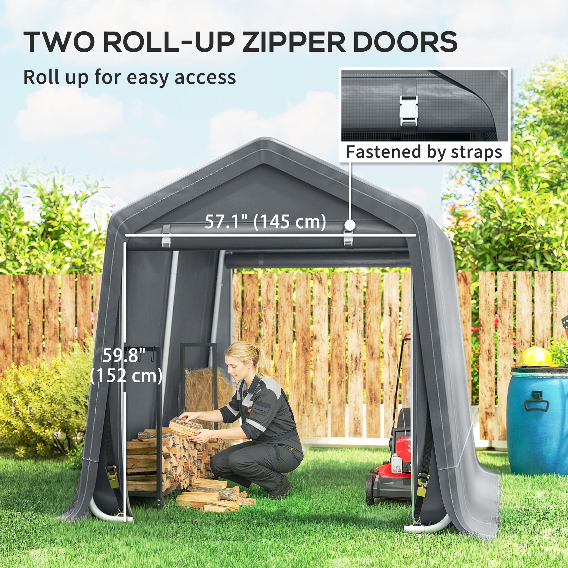 7.9' x 6.6' Garden Storage Tent - Dark Grey Metal Frame-Patio & Garden > Lawn & Garden > Sheds > Portable Shed-DECOROLALA