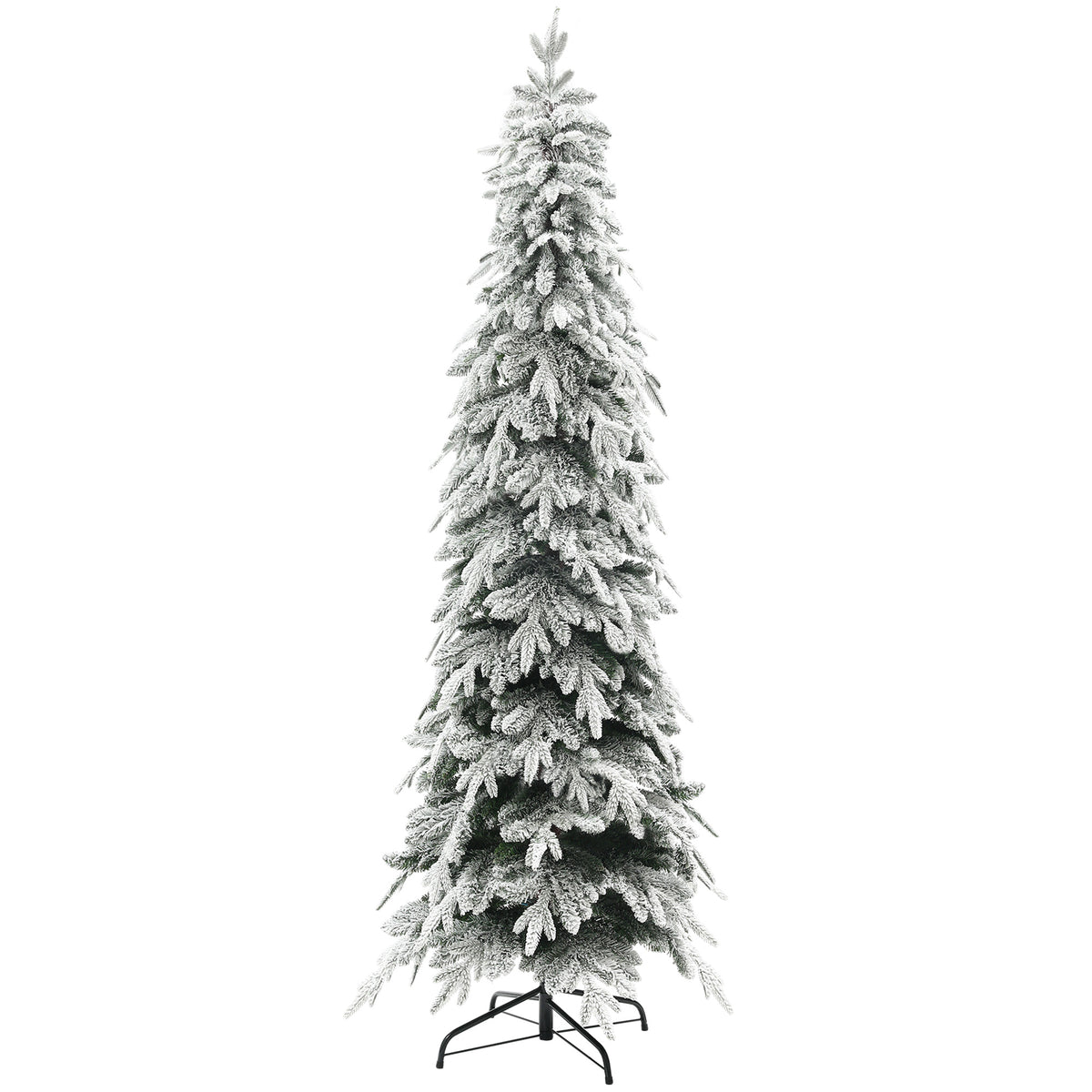 7ft Flocked Pencil Artificial Christmas Tree - Green-Home Furnishings > Holiday & Seasonal > Christmas Trees > Flocked Christmas Trees-DECOROLALA