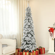 7ft Flocked Pencil Artificial Christmas Tree - Green-Home Furnishings > Holiday & Seasonal > Christmas Trees > Flocked Christmas Trees-DECOROLALA
