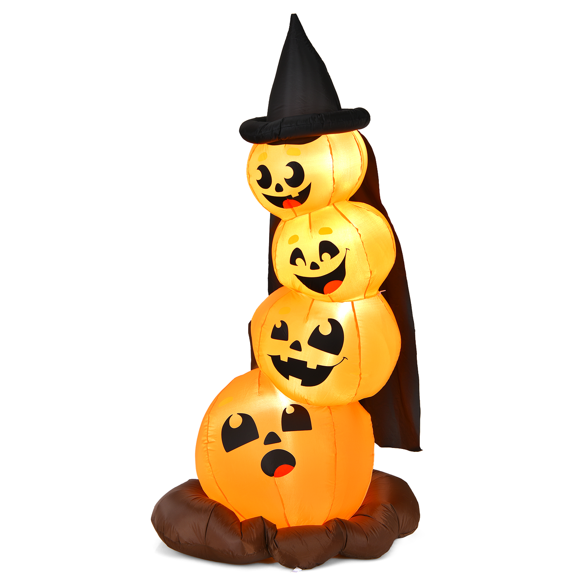 7ft Halloween Inflatable Pumpkin Combo with Witch's Hat and LED Lights-Halloween-DECOROLALA