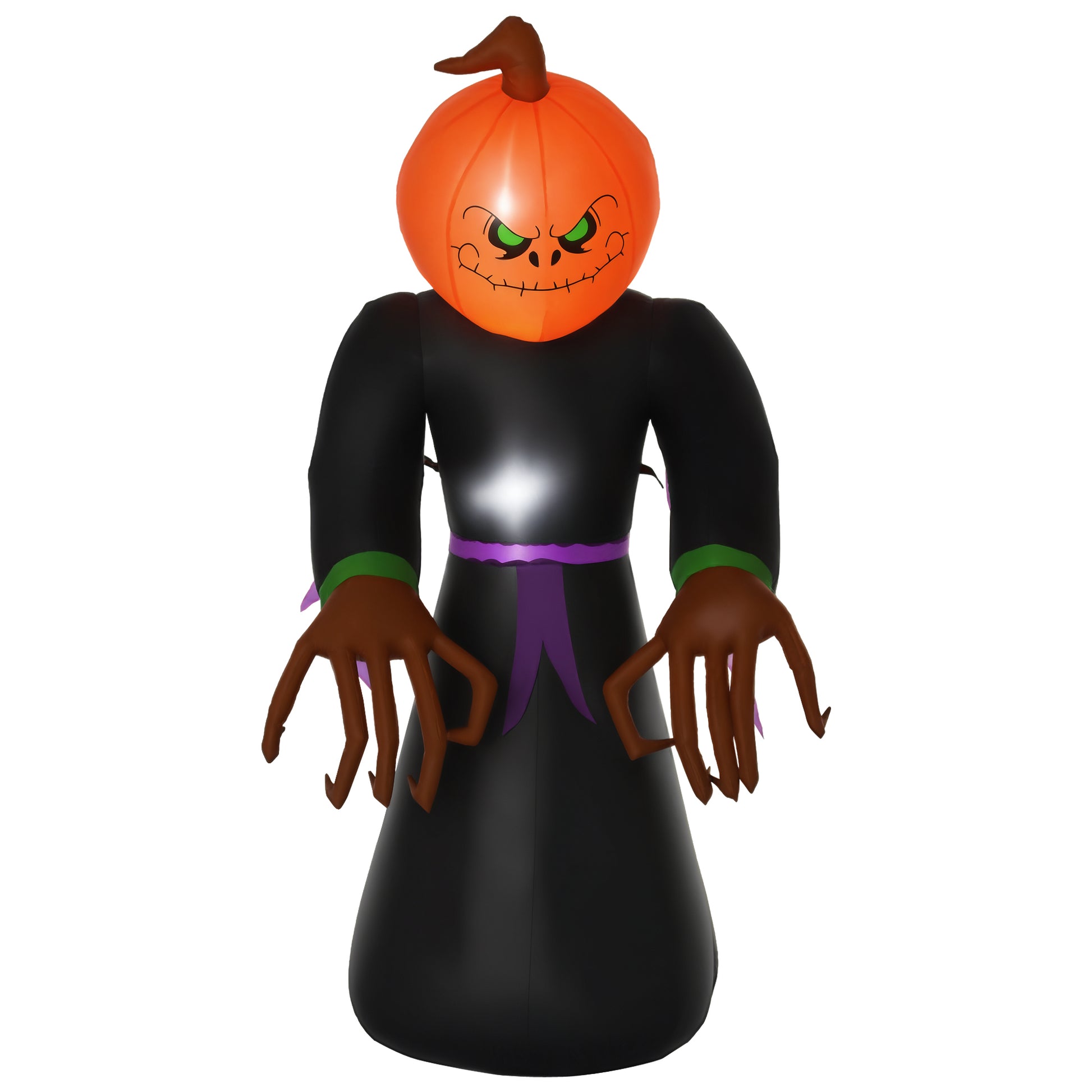 7ft Inflatable Halloween Decoration Pumpkin Reaper, Blow-Up Outdoor LED Yard Display with Lights for Garden, Party, Holiday-Home Furnishings > Holiday & Seasonal > Halloween Decorations-DECOROLALA