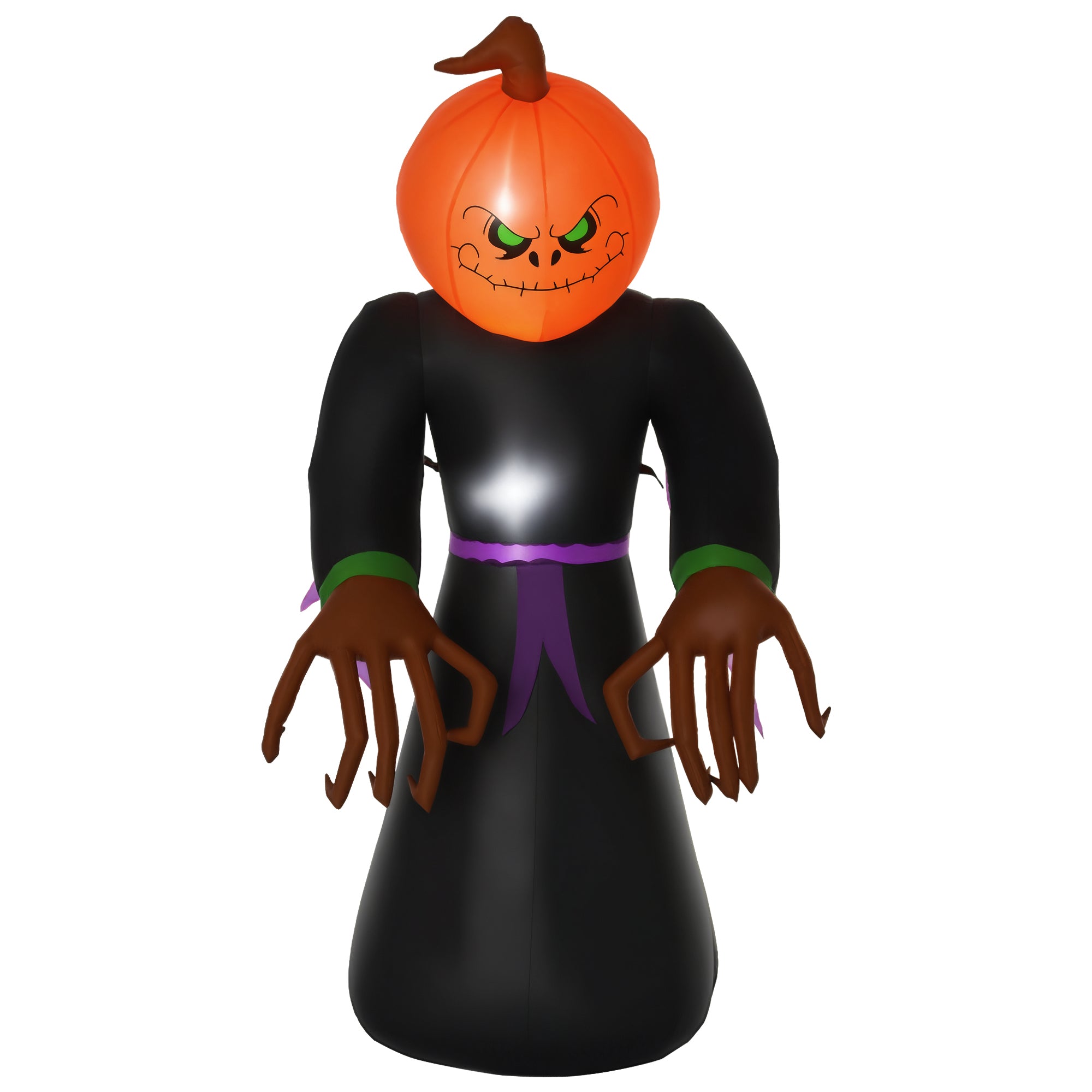 7ft Inflatable Halloween Decoration Pumpkin Reaper, Blow-Up Outdoor LED Yard Display with Lights for Garden, Party, Holiday-Home Furnishings > Holiday & Seasonal > Halloween Decorations-DECOROLALA