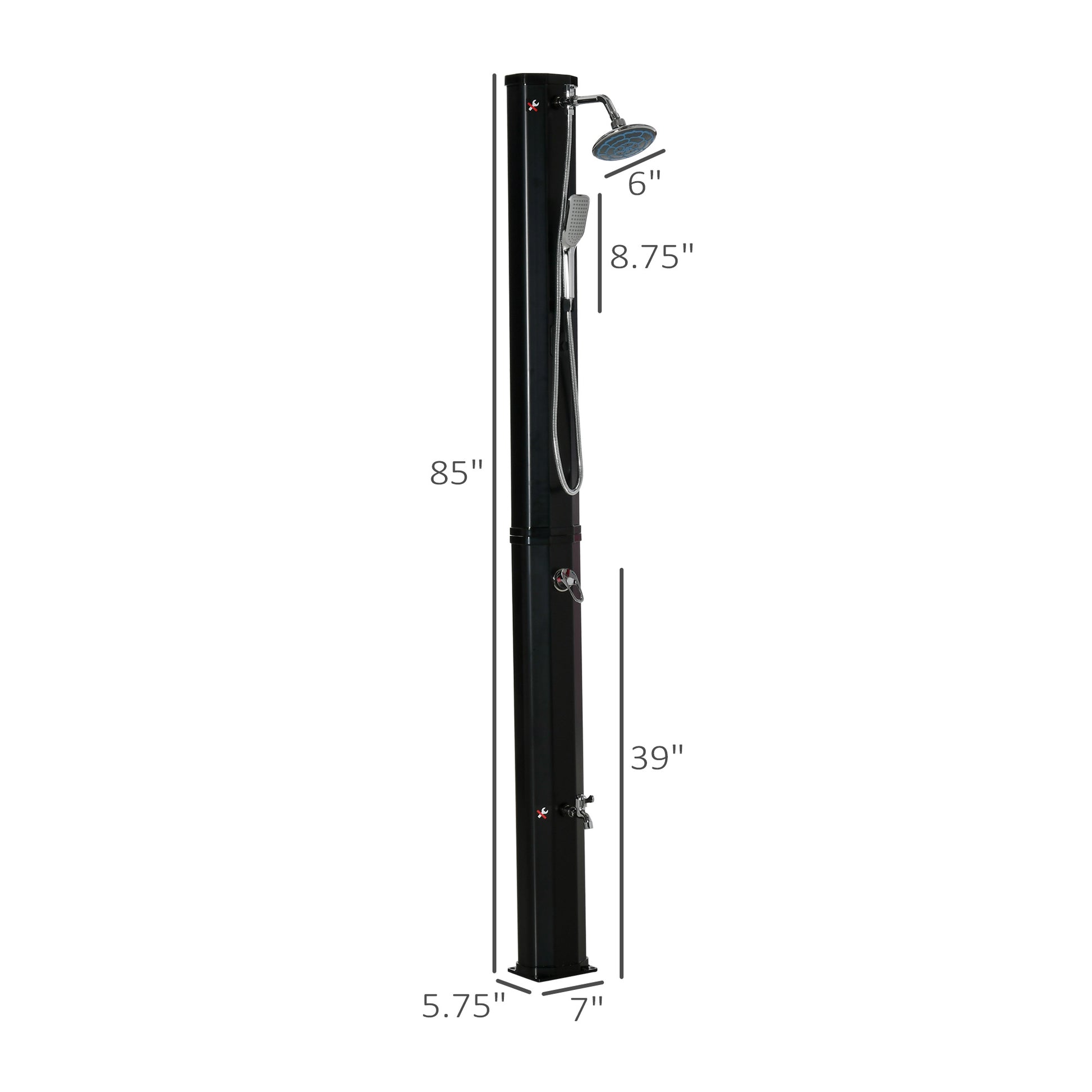 7ft Outdoor Solar Heated Shower - 9.2 Gallon Black-DECOROLALA