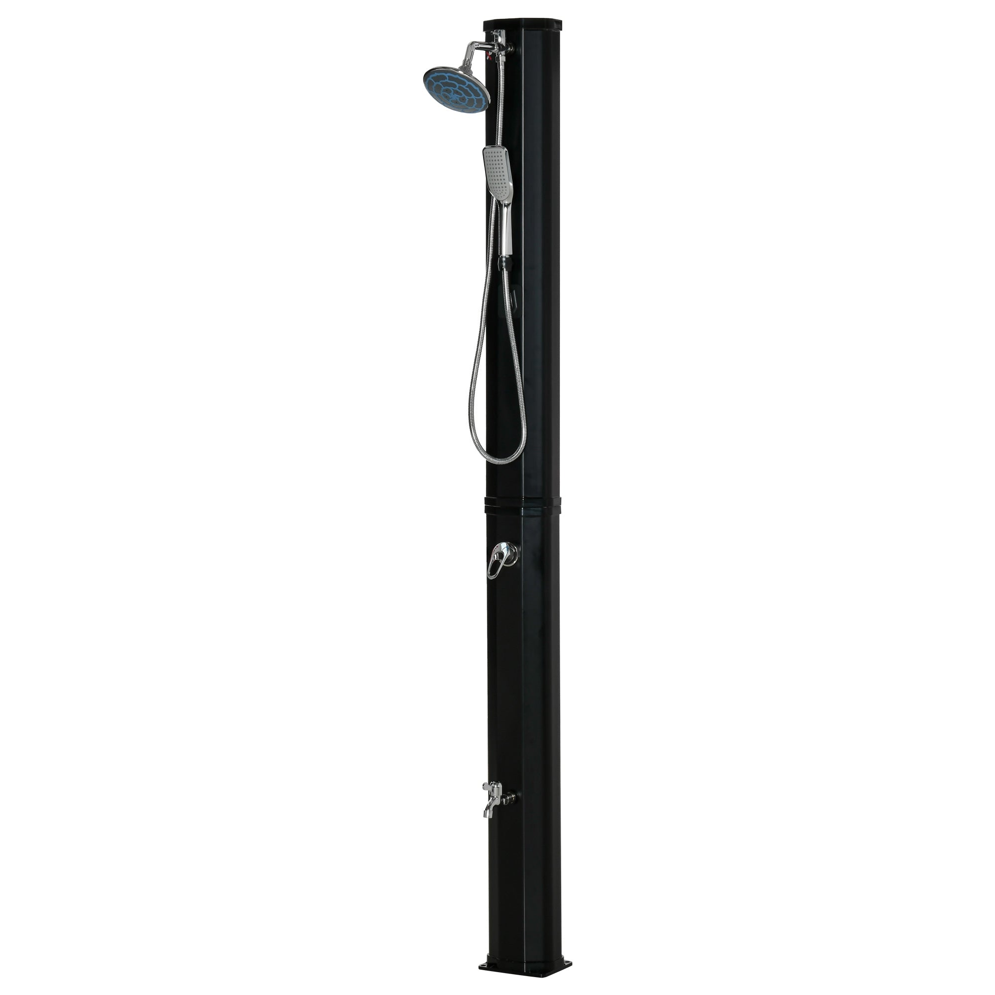 7ft Outdoor Solar Heated Shower - 9.2 Gallon Black-DECOROLALA
