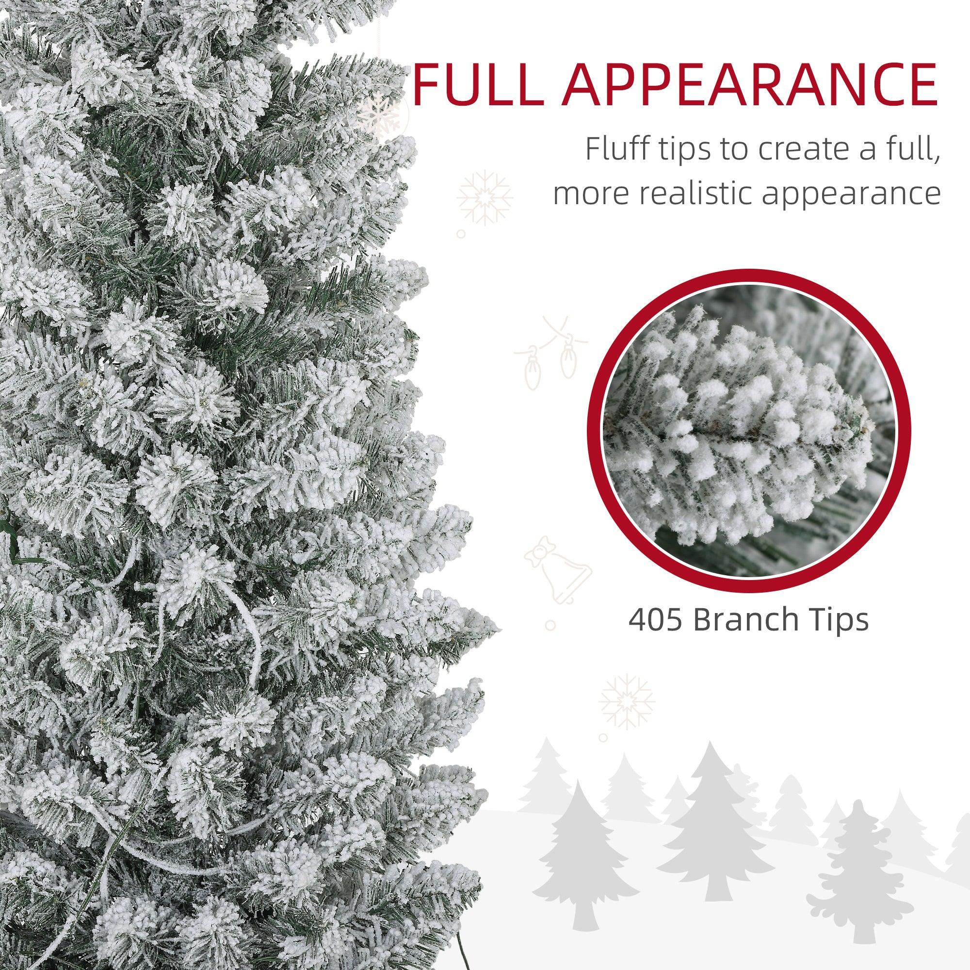 7ft Prelit Pencil Christmas Tree - Snow Flocked 180 LED-Home Furnishings > Holiday & Seasonal > Christmas Trees > Pre Lit Christmas Trees-DECOROLALA