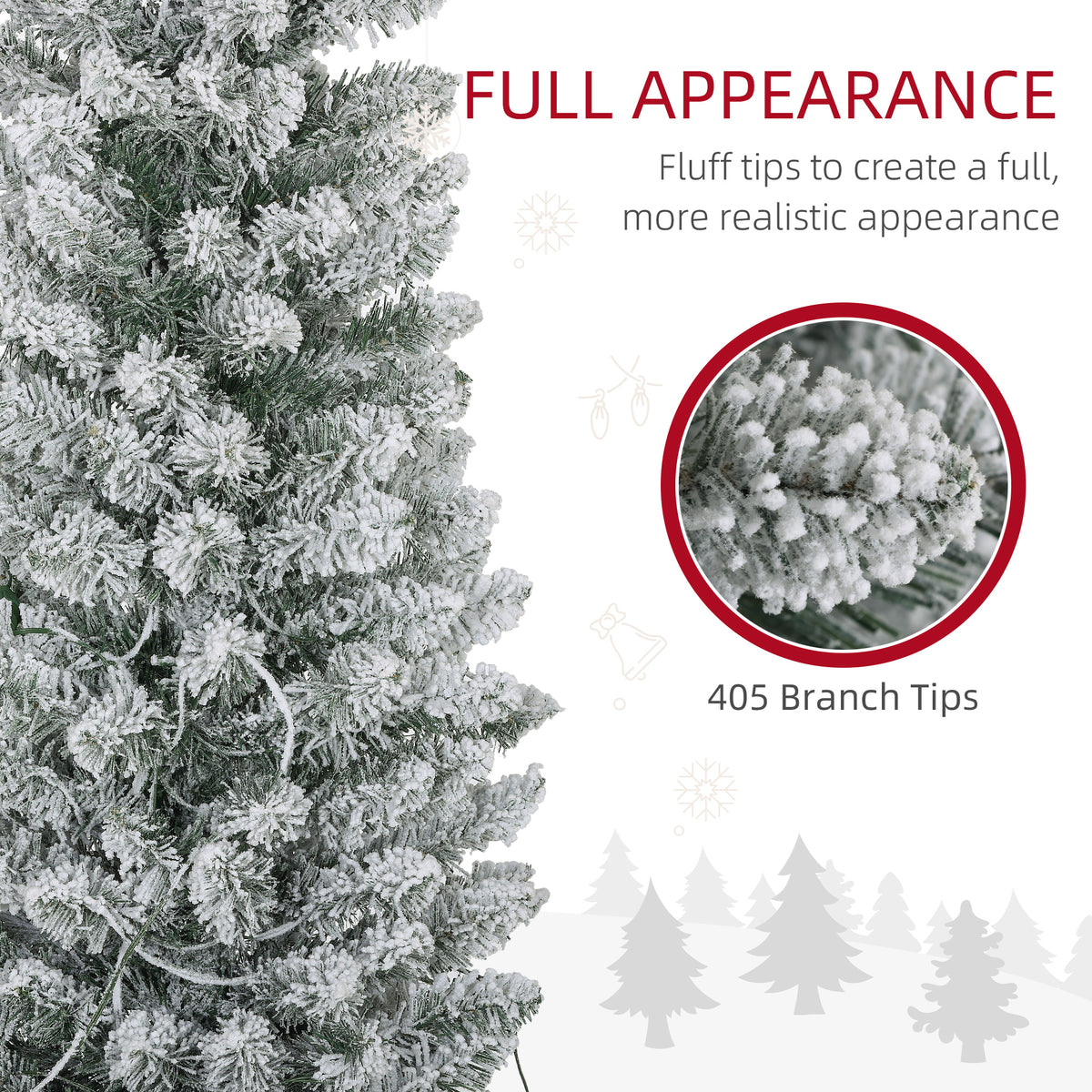 7ft Prelit Pencil Christmas Tree - Snow Flocked 180 LED-Home Furnishings > Holiday & Seasonal > Christmas Trees > Pre Lit Christmas Trees-DECOROLALA