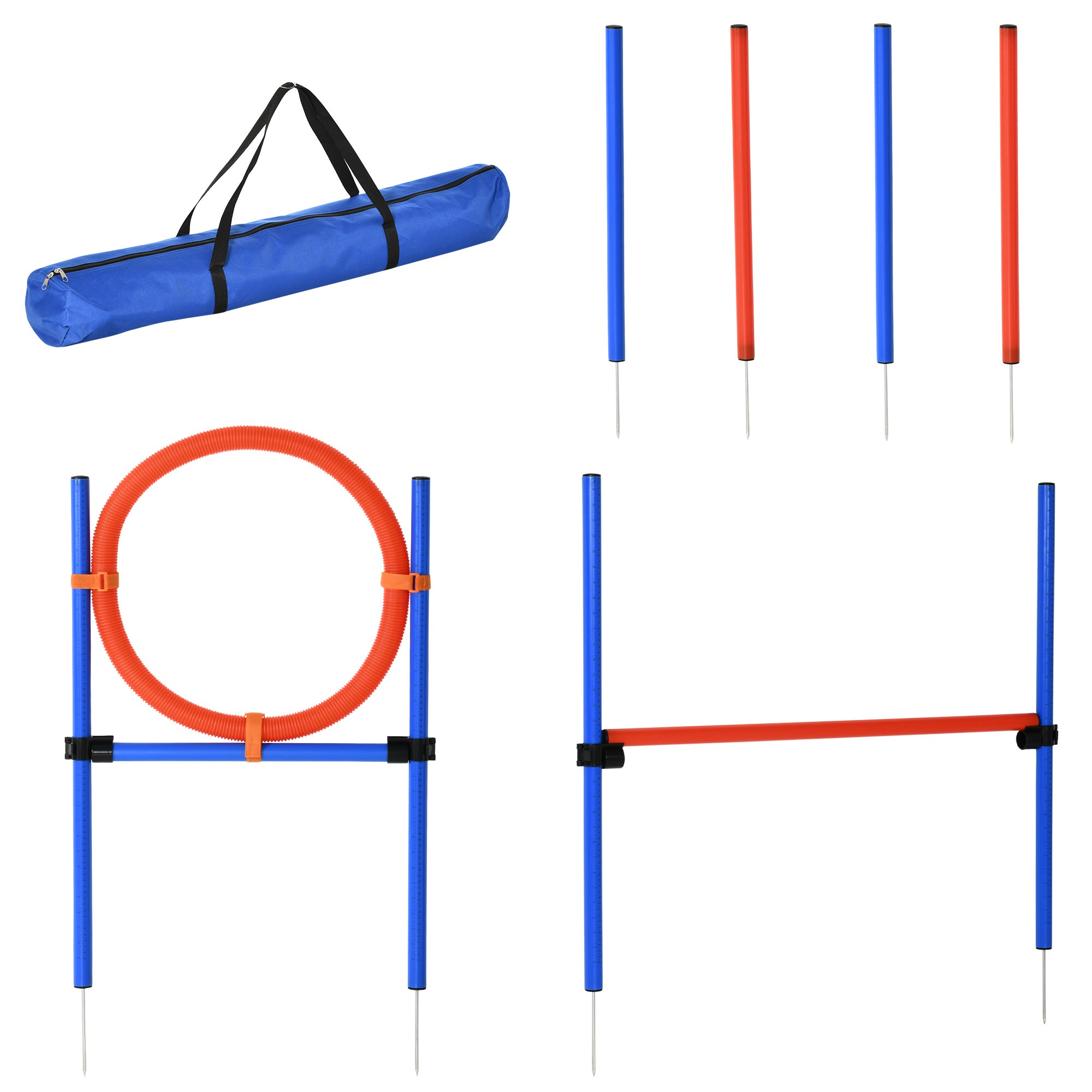 Kit d’entraînement à l’agilité pour chiens, saut en hauteur, poteaux de slalom, anneau et obéissance, équipement réglable et portable