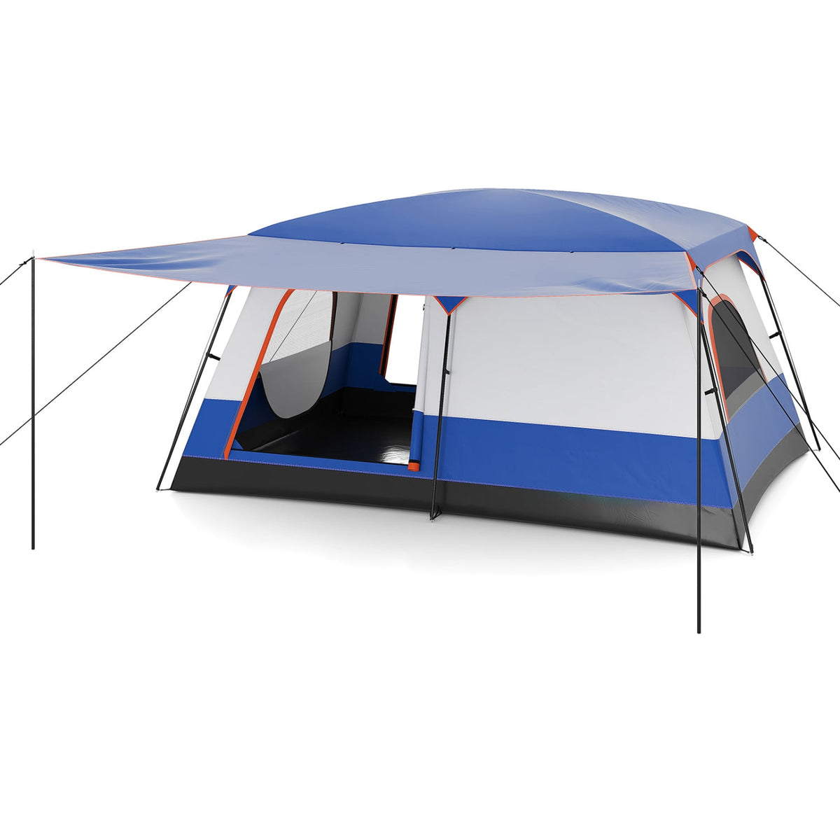 8-10 Person Camping Tent with Double Rooms and 2 Doors-Navy-Tents-DECOROLALA