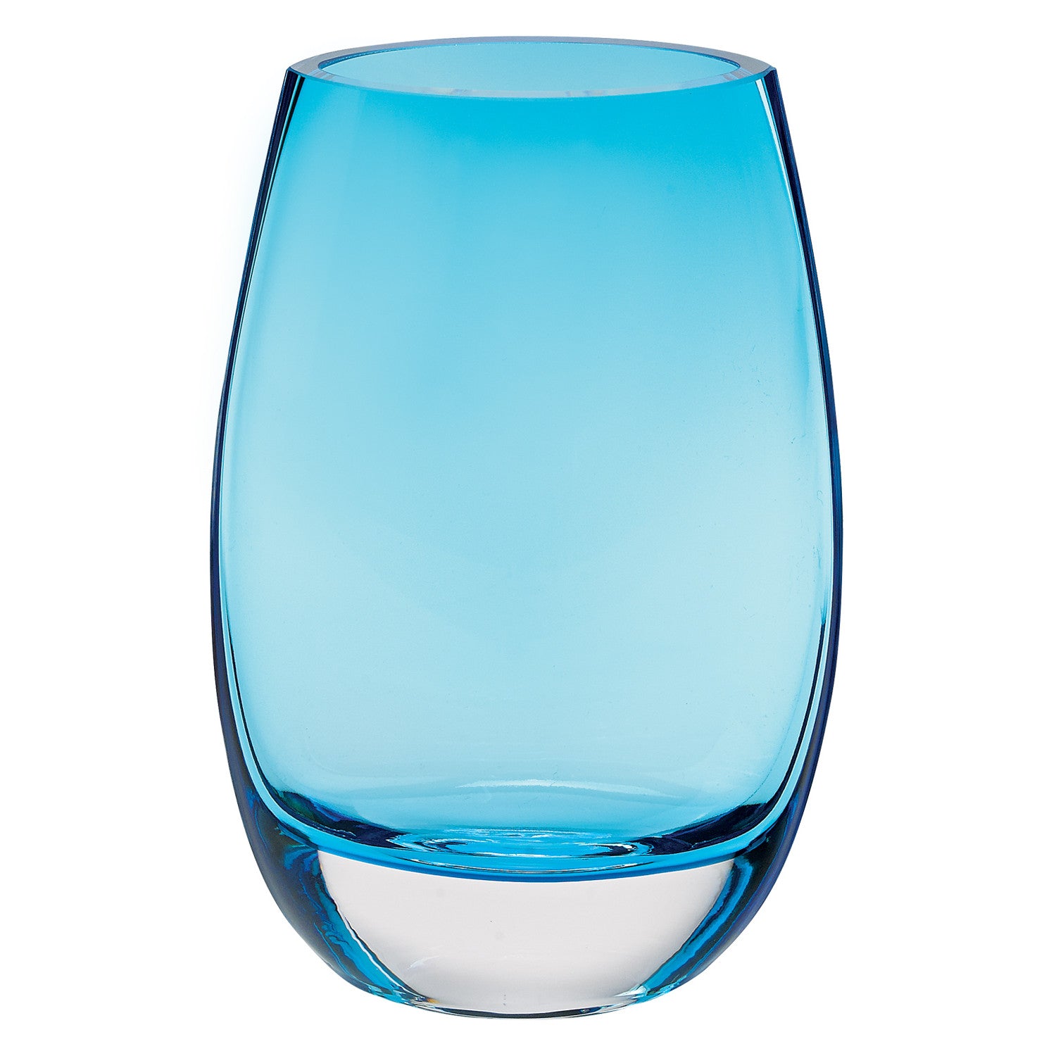 8" Aqua Blue And Clear Oval Lead Free Crystal Table Vase-Vases-DECOROLALA