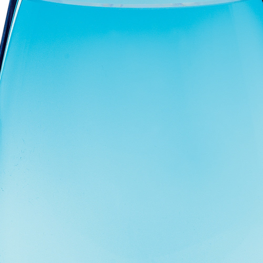 8" Aqua Blue And Clear Oval Lead Free Crystal Table Vase-Vases-DECOROLALA