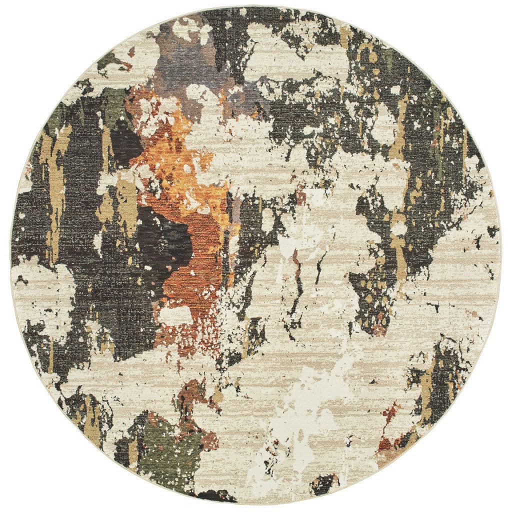 8' Beige And Black Runner Rug-Area Rugs-DECOROLALA