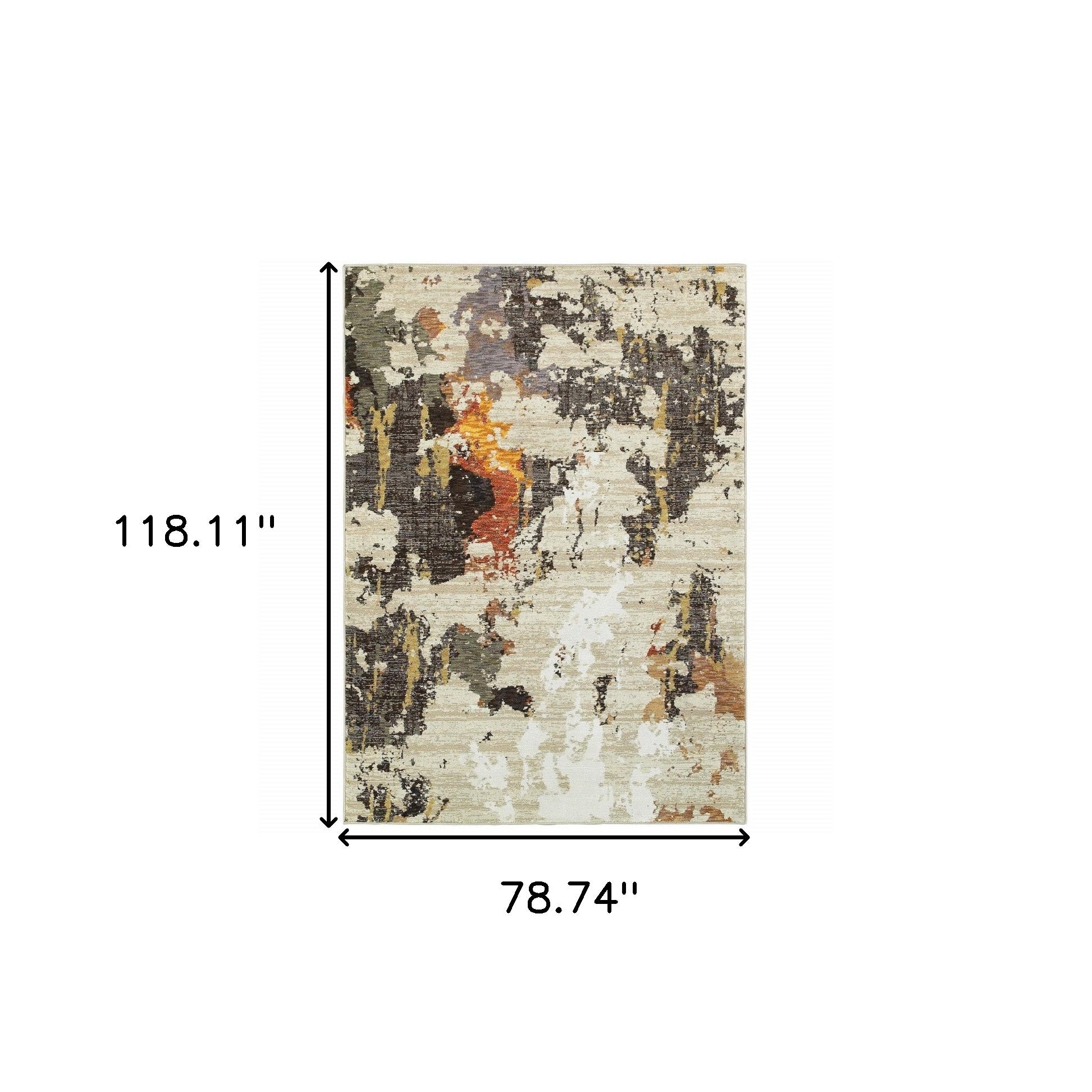 8' Beige And Black Runner Rug-Area Rugs-DECOROLALA