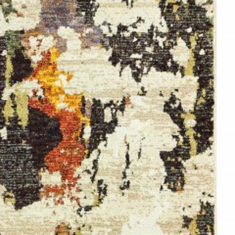 8' Beige And Black Runner Rug-Area Rugs-DECOROLALA