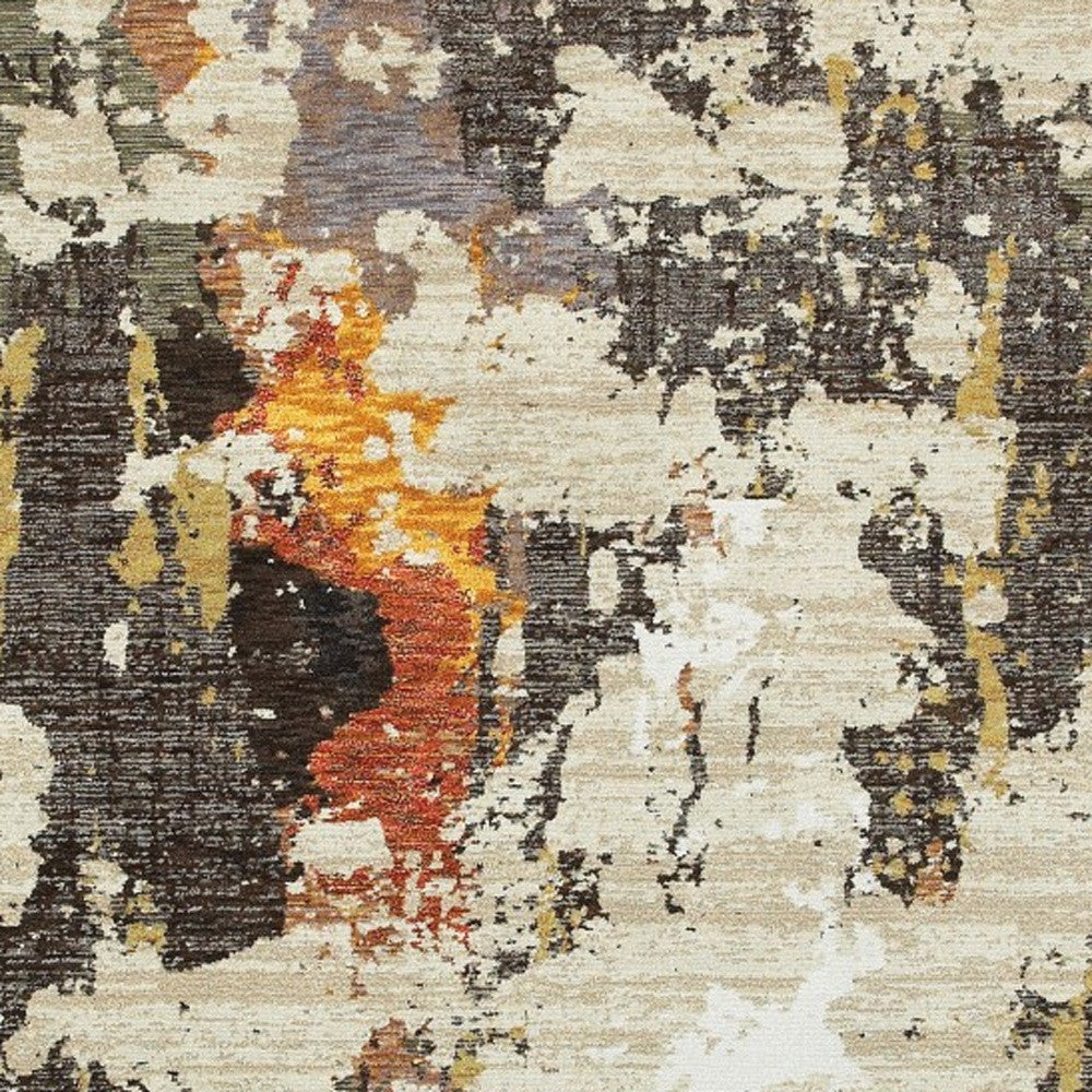 8' Beige And Black Runner Rug-Area Rugs-DECOROLALA