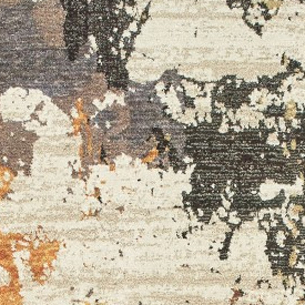 8' Beige And Black Runner Rug-Area Rugs-DECOROLALA