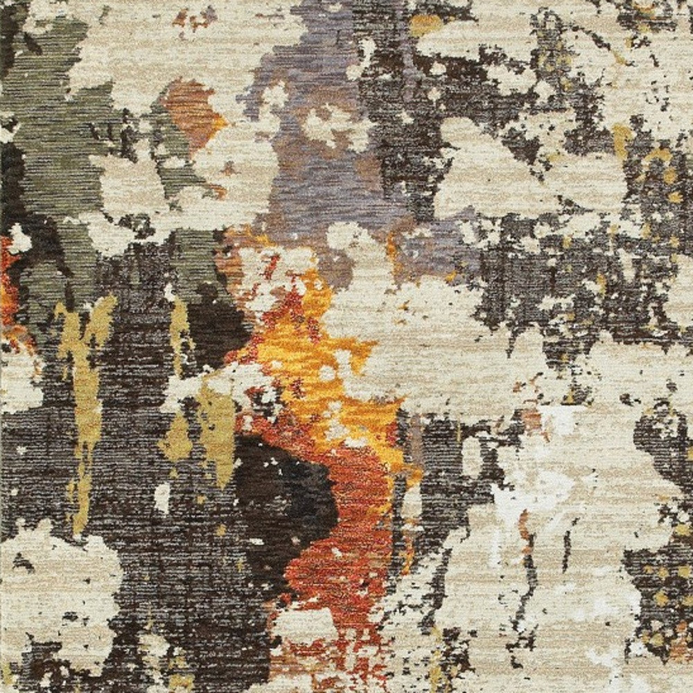 8' Beige And Black Runner Rug-Area Rugs-DECOROLALA