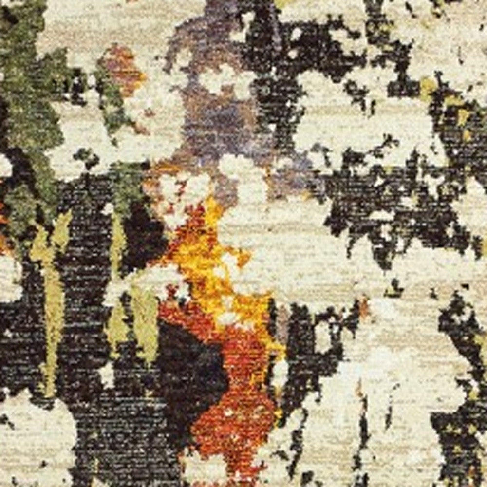 8' Beige And Black Runner Rug-Area Rugs-DECOROLALA