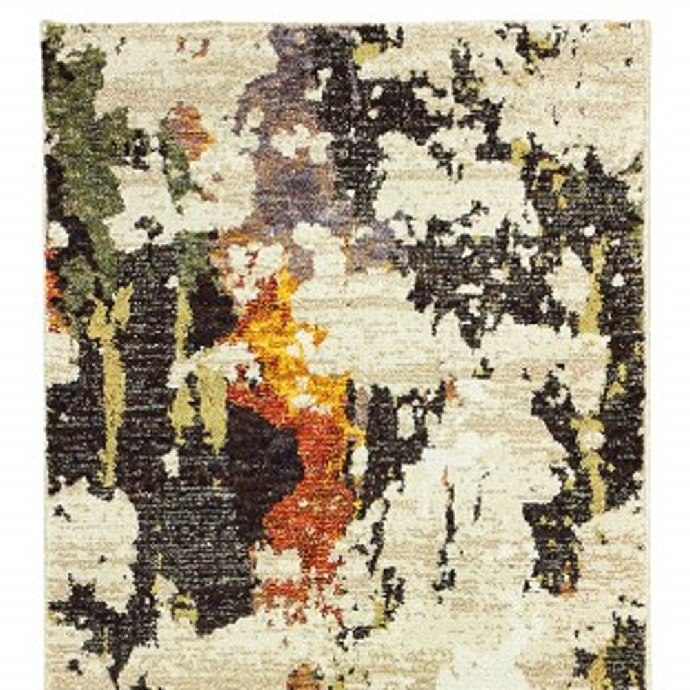 8' Beige And Black Runner Rug-Area Rugs-DECOROLALA