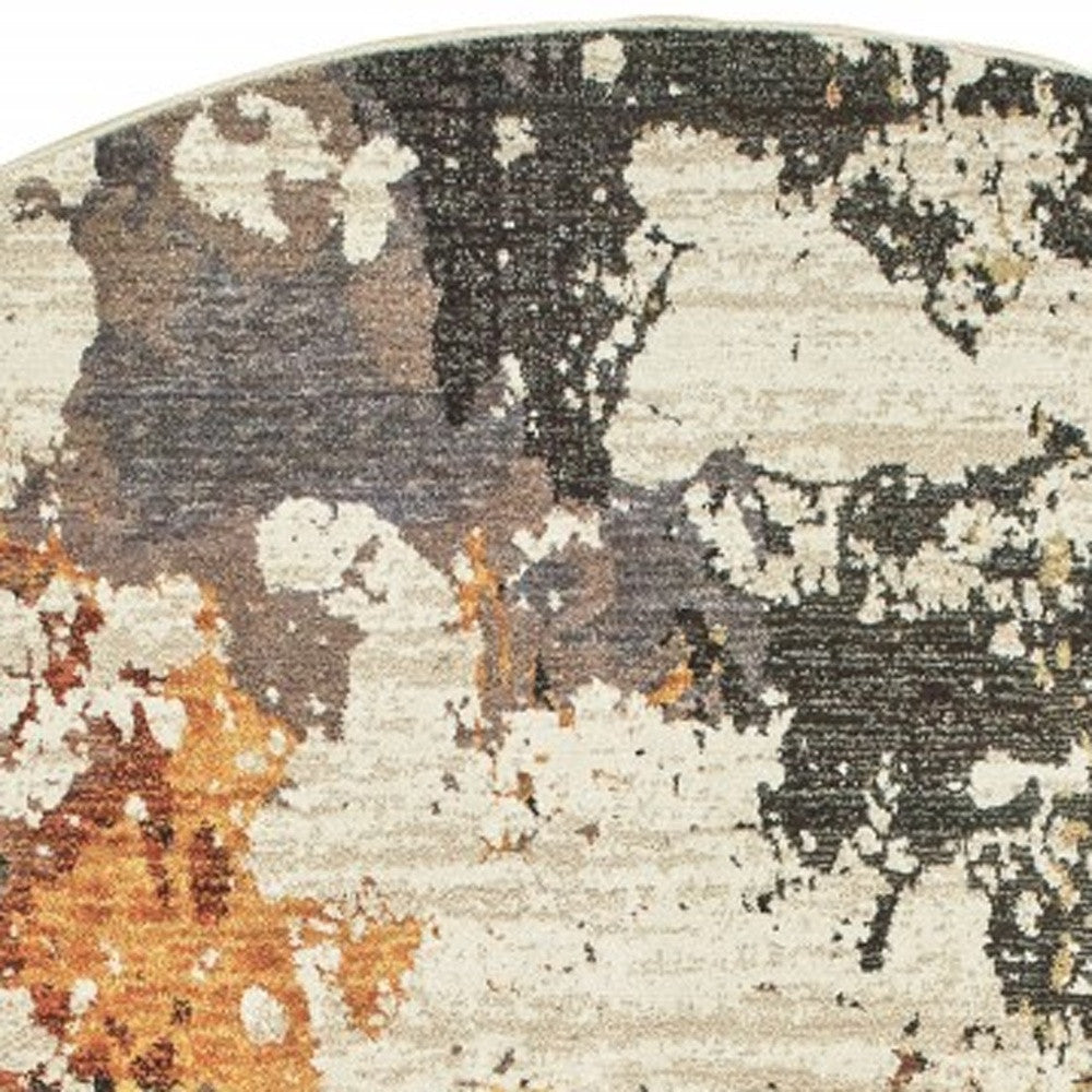 8' Beige And Black Runner Rug-Area Rugs-DECOROLALA