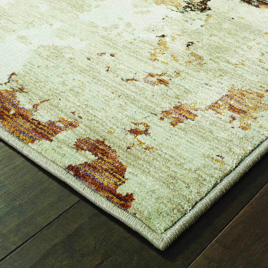8' Beige And Black Runner Rug-Area Rugs-DECOROLALA