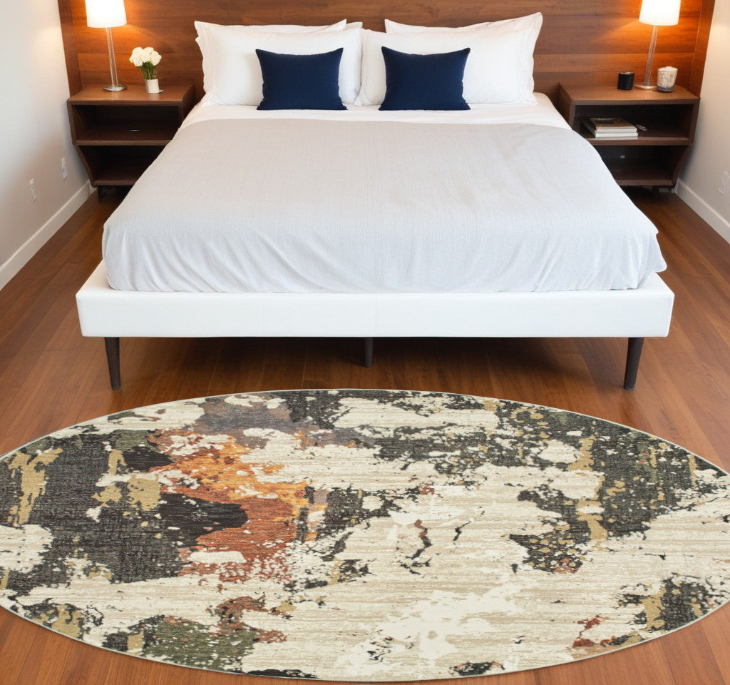 8' Beige And Black Runner Rug-Area Rugs-DECOROLALA