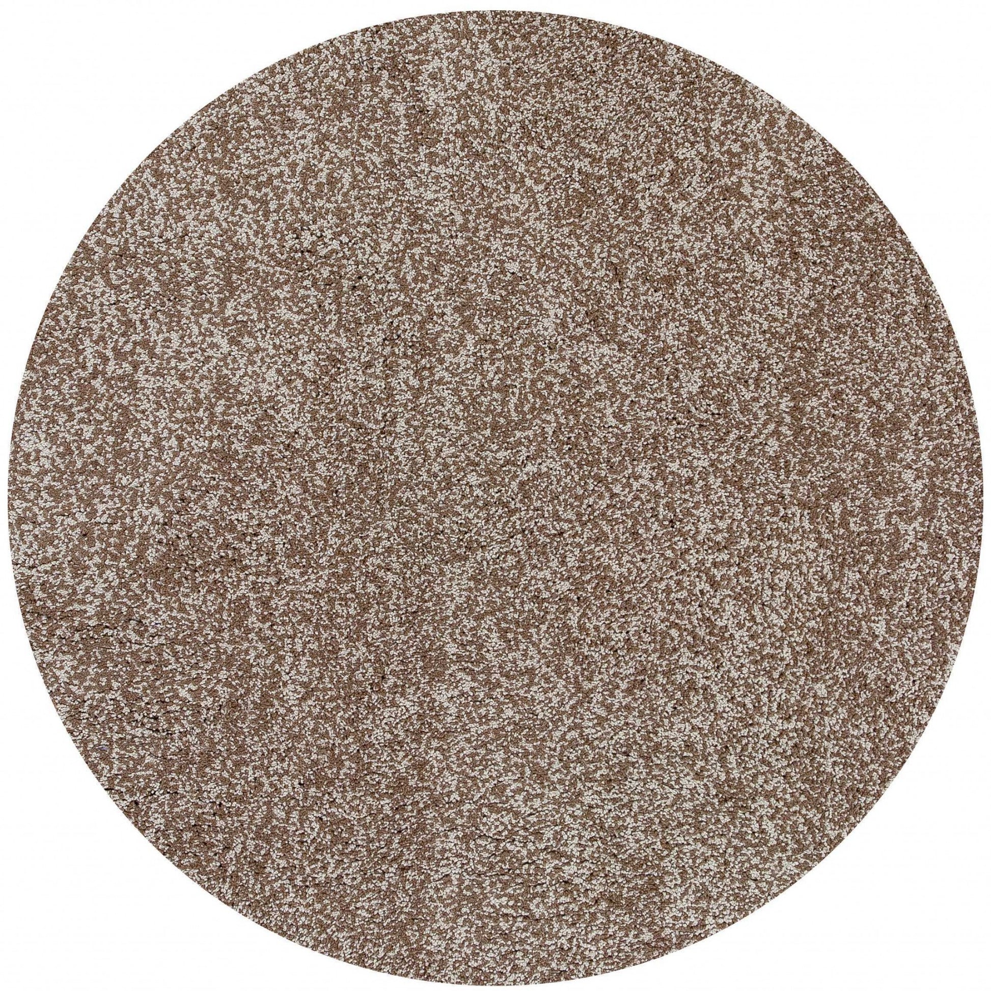 8' Beige And Brown Abstract Hand Woven Round Rug-Area Rugs-DECOROLALA